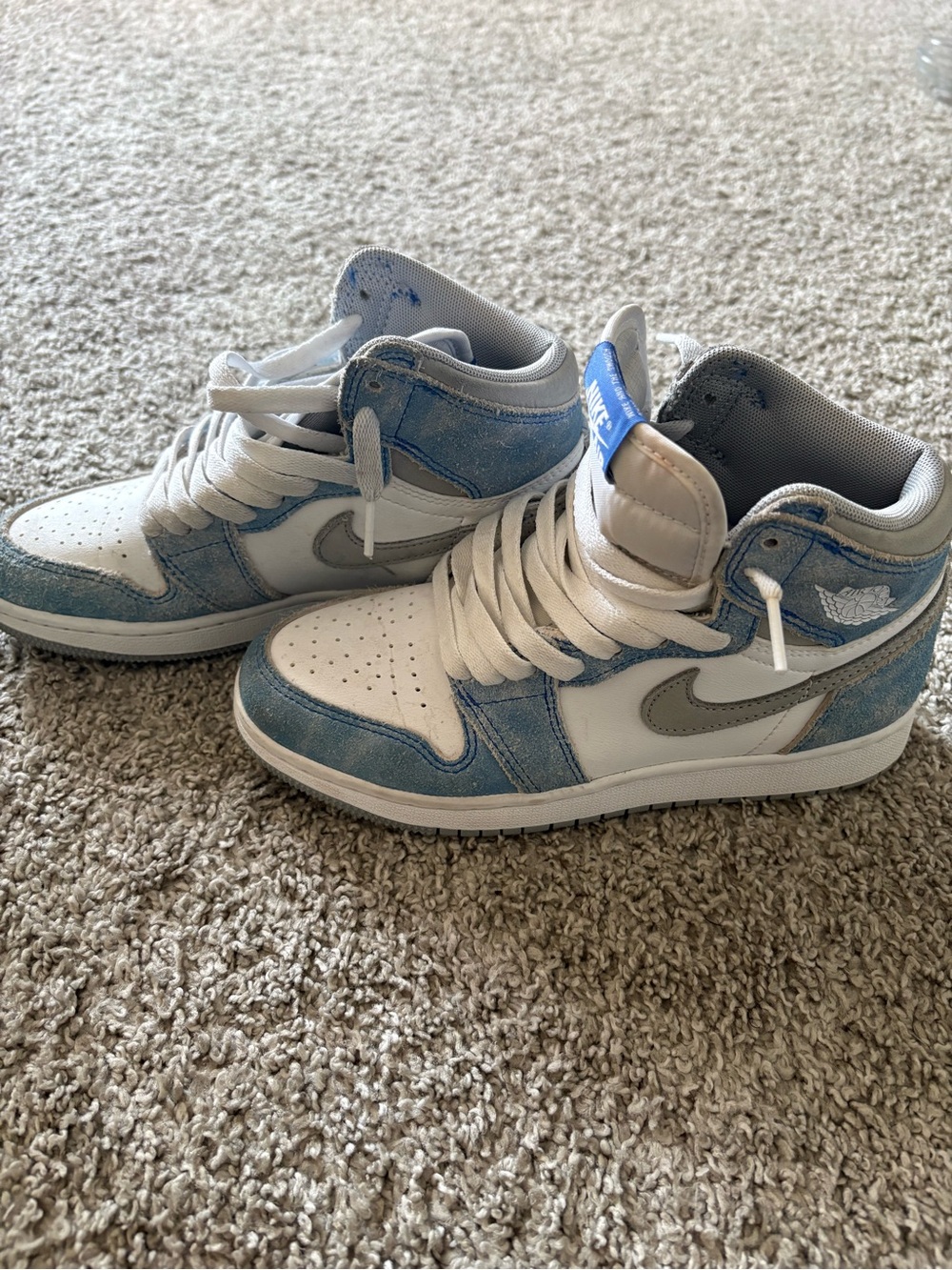 Nike Kids High-Top Sneakers White and Light Blue